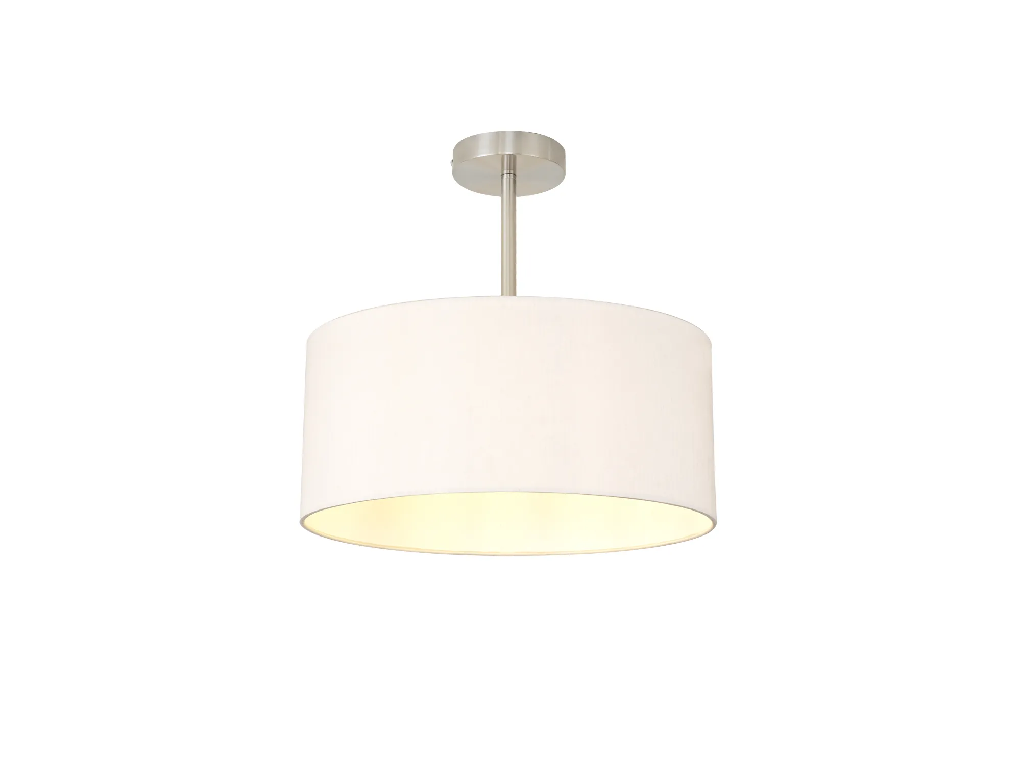 DK0248  Baymont 40cm Semi Flush 1 Light Satin Nickel; Nude Beige/Moonlight